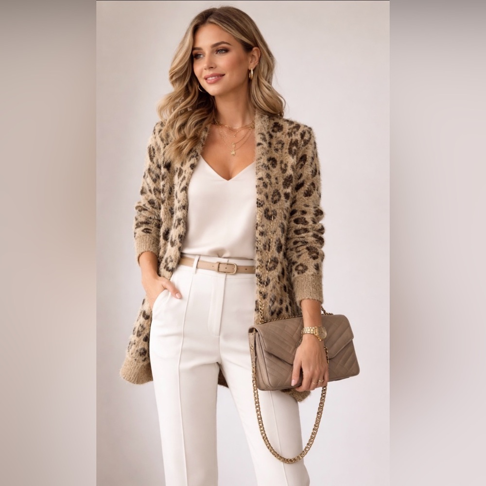Olivers Tan and Brown Leopard Print Cardigan
